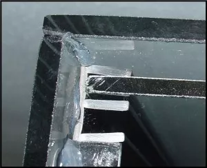Detail vysunovacího skla na nalepení 3D pozadí
